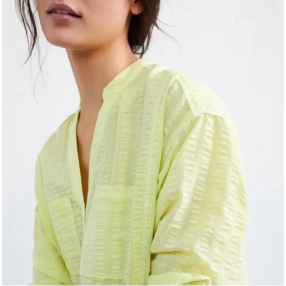 Anthropologie Pilcro Textured Seersucker Tunic Buttondown Oversized Boho M - Picture 3 of 8